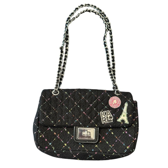 Karl Lagerfeld Paris Agyness Shoulder Bag Black Multi - Picture 1 of 7